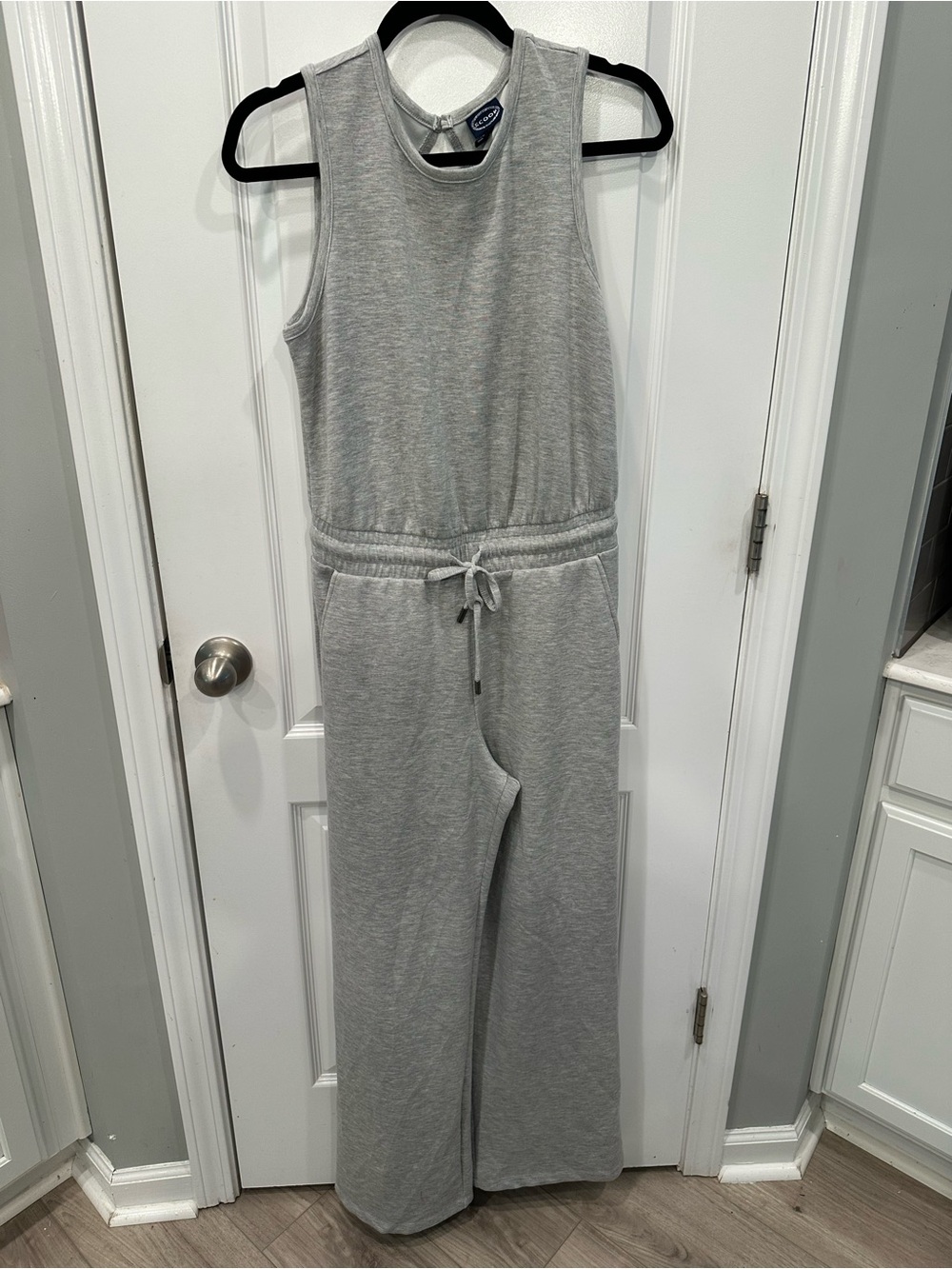 Casual Sleeveless Grey Drawstring-Waist Jumpsuit